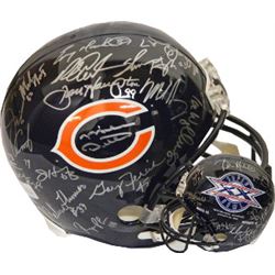 Jim Mcmahon Signed Chicago Bears 1985 Team Full Size Proline/ SB XX Logo Helmet With 30 Signatures S