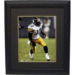 Santonio Holmes Signed Pittsburgh Steelers 16X20 Photo Custom Framed (White Jersey) - Holmes Hologra