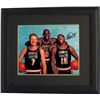 Image 1 : Magic Johnson Signed Team USA Olympic Dream Team 16X20 Photo Custom Framed (With Larry Bird & Michae