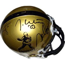 Billy Sims Signed Heisman Trophy Winners Gold Heisman Authentic Mini Helmet- Signed By 3