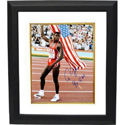 Carl Lewis Signed Team USA 16X20 Flag Photo 9 X GM Custom Framed- Tri-Star Hologram