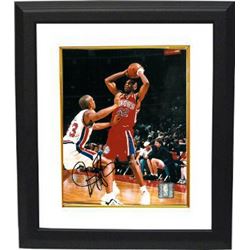 Jerry Stackhouse Signed Philadelphia 76Ers 8X10 Photo Custom Framed (Ball In Hands)