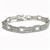 Image 1 : Rhodium Plated Sterling Silver Two Row Tennis With Open Squares CZ Bracelet, 6.5"