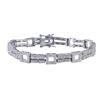 Image 2 : Rhodium Plated Sterling Silver Two Row Tennis With Open Squares CZ Bracelet, 6.5"