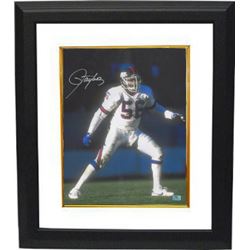 Lawrence Taylor Signed New York Giants 16X20 Photo Custom Framed (Silver Sig)- Taylor Hologram