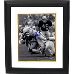Joe Klecko Signed New York Jets 8X10 Photo Custom Framed B&W Sacking Jim Plunkett (New York Sack Exc