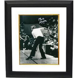 Bobby Knight Signed Indiana Hoosiers 16X20 B&W Photo Custom Framed Throwing Chair (Silver Sig)