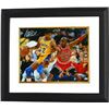 Image 1 : Magic Johnson Signed Los Angeles Lakers 16X20 Photo Custom Framed (Yellow Jersey Post Up Horizontal 