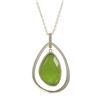 Image 1 : Apple Green Cat's Eye Semi Precious Stone In Gold Plated  Sterling Silver Open Teardop CZ Pendant, 1