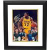 Image 1 : Magic Johnson Signed Los Angeles Lakers 16X20 Photo Custom Framed (Yellow Jersey Vertical Close Up)