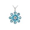 Image 1 : SILVER SWISS BLUE TOPAZ / DIAMOND FLOWER PENDANT (#7907SW)