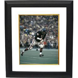 Dick Butkus Signed Chicago Bears 8X10 Photo Custom Framed (Navy Jersey Run)