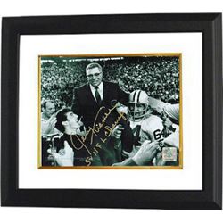 Jerry Kramer Signed Green Bay Packers 8X10 B&W Photo Custom Framed 5X NFL Champs (With Vince Lombard