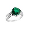 Image 1 : SILVER CREATED EMERALD / DIAMOND RING - Size 7 (#8505CR-E)