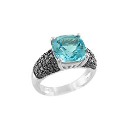 SILVER SKY BLUE TOPAZ / BLACK DIAMOND RING - Size 7 (#8607SKD-BLK)