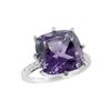Image 1 : SILVER AMETHYST / DIAMOND RING - Size 7 (#8816A)
