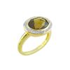 Image 1 : STERLING SILVER GOLDPLATED COGNAC QUARTZ / DIAMOND RING - Size 7 (#8908COGNQ)