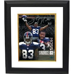 Sinorice Moss Signed New York Giants 8X10 Photo Collage Custom Framed- Moss Hologram