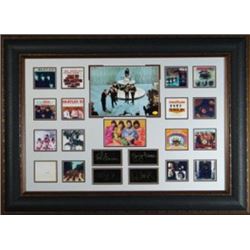 The Beatles Engraved Signature Series 37X27 Leather Framed Ed Sullivan Show With Albums (Entainment/