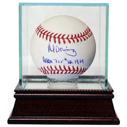 Al Downing Signed Official Major League Baseball (Hank Aaron) Dual Aaron HR #715 4/8/74 W/ Glass Cas