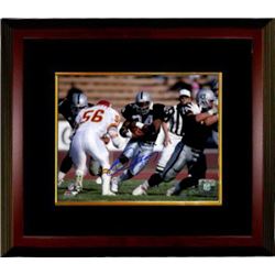 Bo Jackson Signed Oakland Raiders 8X10 Photo Custom Framed (Horizontal Black Jersey Running)- Steine