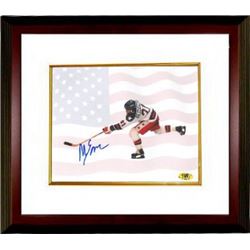 Mike Eruzione Signed 1980 Team USA Olympic Hockey 8X10 Photo Custom Framed W/ Flag- Game Winning Goa