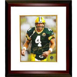 Brett Favre Signed Green Bay Packers 8X10 Photo Custom Framed (50 Years Lambeau Field Patch-Green Je