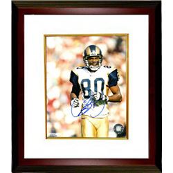 Isaac Bruce Signed St. Louis Rams 8X10 Photo Custom Framed (White Jersey Close Up)