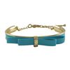Image 1 : Turquoise Bow On Turquoise Enamel Gold Plated Brass Bangle Bracelet, 5.5" 2"