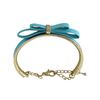 Image 2 : Turquoise Bow On Turquoise Enamel Gold Plated Brass Bangle Bracelet, 5.5" 2"