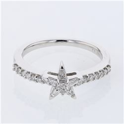 Star-Shape Baguette & Round Prong-Set Ring In 14K White Gold | 253863