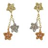 Image 1 : Tri Color Flowers, Gold Tone Brass Post Earrings
