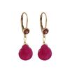 Image 1 : Fuschia 9X11mm Teardrop Semi Precious Stone, On Gold Filled Lever Back Earrings With 4Mm Garnet CZ, 