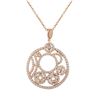 Image 1 : Rose Tone Sterling Silver Pendant. Filigree Circle With CZ- 42M