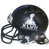 Image 1 : Ray Lewis Signed Baltimore Ravens SB XLVII/Baltimore Ravens Riddell Mini Helmet #52 (Left Sig-Silver