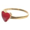 Image 2 : Red Enamel Heart Gold Tone Sterling Silver Ring Size 5