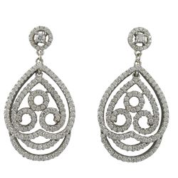 Sterling Silver CZ Teardrop Post Earrings- 1.42"