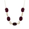 Image 1 : Garnet Oval Semi Precious Stones, Gold Plated Brass Chain Necklace, 18" 2"