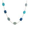 Image 1 : Aqua And Blue Chalcedony Combination Semi Precious Faceted Chunky Stones On Gold Plated Brass Chain,