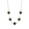 Image 1 : Lapis 10Mm Round Semi Precious Stones In 18Mm Open Rings, Gold Plated Brass Necklace, 18" 2"