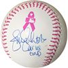 Image 1 : Jennie Finch Signed Rawlings White Official Breast Cancer Awareness Logo MLB Baseball Bleed 04 US Go