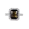 Image 1 : Smoky Square CZ, Surrounded With White Czs, Sterling Silver Ring Size 8