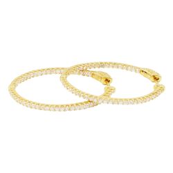 Gold Tone Sterling Silver CZ Hoop Earrings