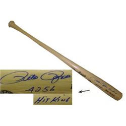 Pete Rose Signed Rawlings Adirondack P302 Pro Ring Blonde Bat W/ Dual Hit King & 4256 (Reds/Phillies