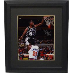 David Robinson Signed San Antonio Spurs 16X20 Photo Custom Framed Dunk Over Wilkins