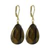 Image 1 : Tiger Eye Semi Precious Stone On Gold Tone Sterling Silver Lever Back Earrings -1.87