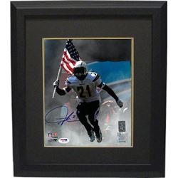 Ladainian Tomlinson Signed San Diego Chargers 8X10 Photo Custom Framed (Carrying USA Flag)- PSA Holo