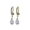 Image 1 : White 6X9 Teardrop CZ On Gold Tone Brass Lever Back With Crystal Earrings- 1.08
