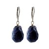 Image 1 : Sodalite (Blue) Semi Precious Stone On Gold Tone Sterling Silver Lever Back Earrings -1.54"