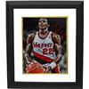 Image 1 : Clyde Drexler Signed Portland Trail Blazers 16X20 Photo Custom Framed HOF 04 (Foul Shot Spotlight)
